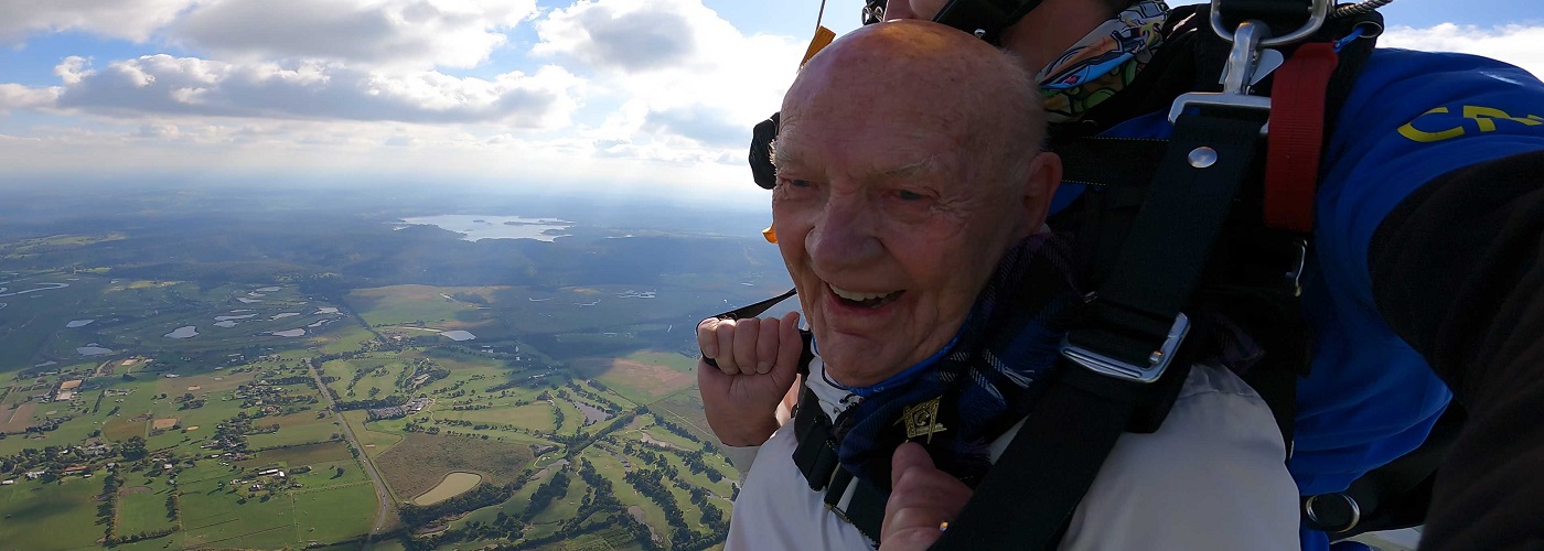 Bob, 89, feels the breeze under his kilt with bucket list skydive ...